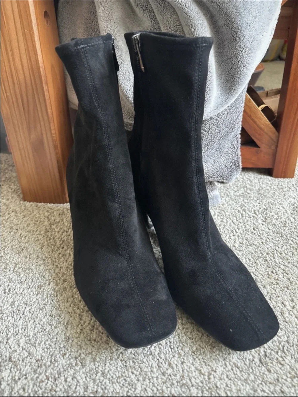 Black suede ankle boots